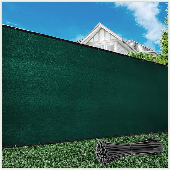 5' x 50' Green Fence Privacy Screen Windscreen Cover Fabric Shade Tarp Netting Mesh Cloth - Commercial Grade 170 GSM - Cable Zip Ties Included - We Make Custom Size