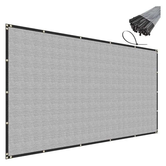 5' x 59' Grey Privacy Fence Screen Heavy Duty Windscreen Mesh Fencing Shade Fabric with Brass Grommets for Outdoor Fence Garden Patio Swimming Pool