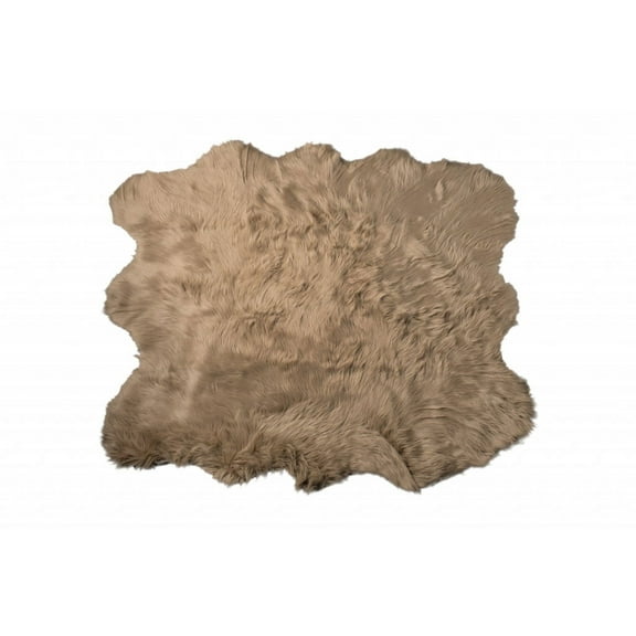5' x 6' Tan Faux Sheepskin Non Skid Area Rug