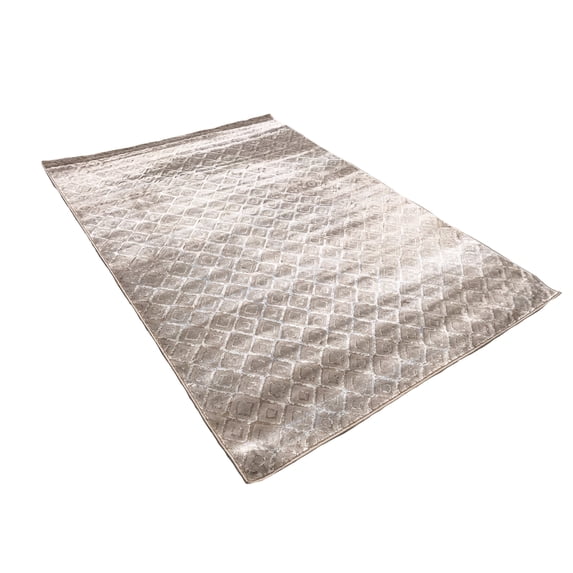 5' x 7'6" Feet Dark Beige Geometric Diamonds Silky Glam Contemporary Area Rug