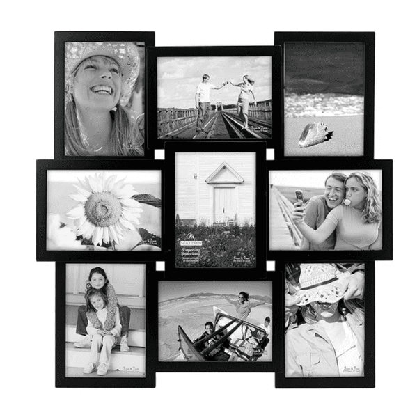 5 x 7 9-Opening Dimensional Collage Photo Wall Frame, Black