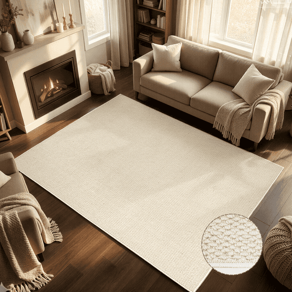 WANLISELL 5' x 7' Area Rug, Machine Washable Rugs for Living Room, Indoor Modern Soft Carpet for Dining Room Bedroom Kitchen Office, Pure White