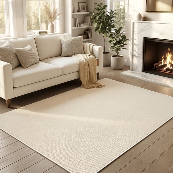WANLISELL 5' x 7' Area Rug, Machine Washable Rugs for Living Room, Indoor Modern Soft Carpet for Dining Room Bedroom Kitchen Office, Pure White