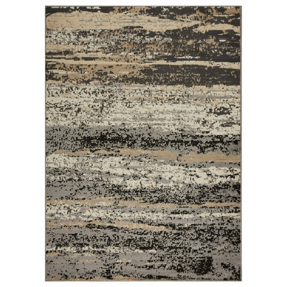 5’ x 7’ Beige and Black Abstract Desert Area Rug