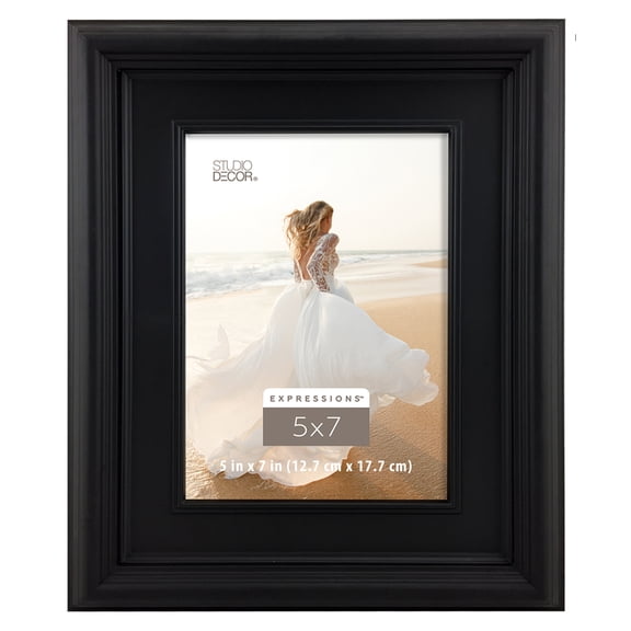 5" x 7" Black Frieze Tabletop Frames by Expressions - Studio Decor Decorative Photo Frames with Easel Back - Horizontal or Vertical Display - 12 Pack