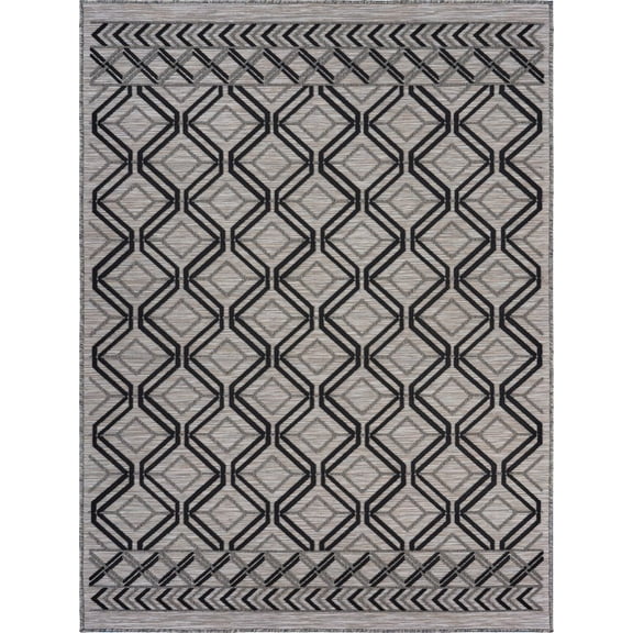 5â€™ x 7â€™ Black Geometric Indoor Outdoor Area Rug
