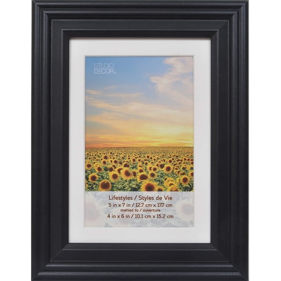 Studio Decor 5" x 7" Black Lifestyles Picture Frames with Mat - Includes Pre-attached Hanging Hardware, Horizontal or Vertical Display - 5 Pack