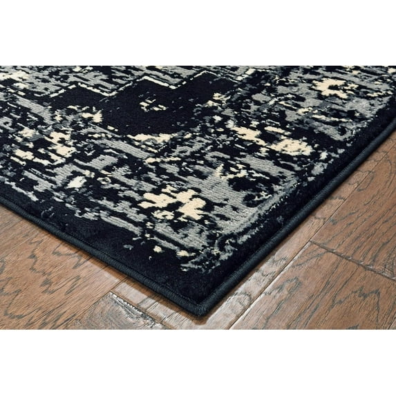 5’ x 7’ Black Medallion Oriental Area Rug
