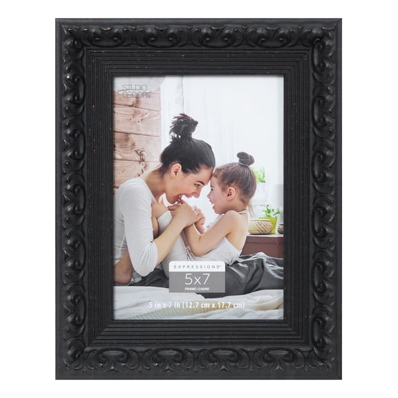 Studio Decor 5" x 7" Expressions Charcoal Ornate Picture Frame - Fold-out Easel Included, Horizontal or Vertical Display - 1 Pack