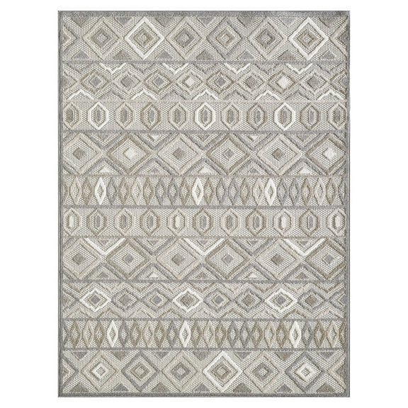 5â€™ x 7â€™ Gray Ivory Aztec Pattern Indoor Outdoor Area Rug