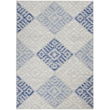 5â€™ x 7â€™ Gray and Blue Diamonds Area Rug