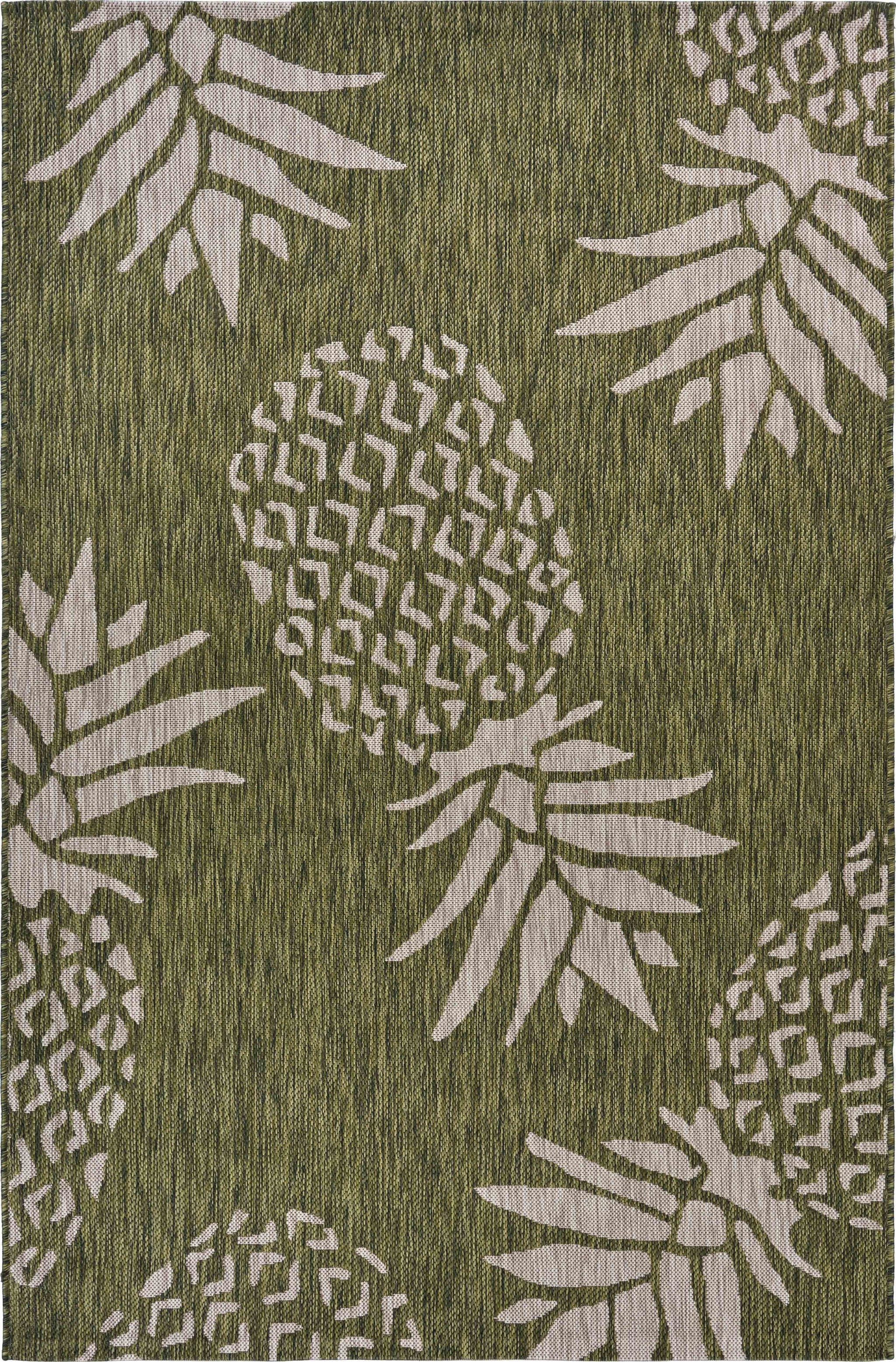 Reversible Gray Synthetic 5' x 7' Easy-Care Area Rug