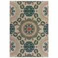 thumbnail image 1 of 5' x 7' Grey Blue Machine Woven Floral Indoor or Outdoor Area Rug, 1 of 3