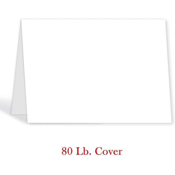 5" x 7" Half Fold Heavyweight 80lb White Greeting Cards - 50 Cards Per Pack