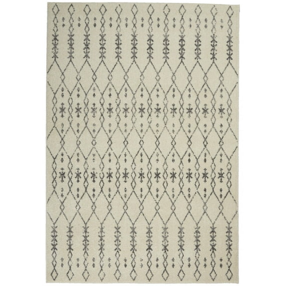 5’ x 7’ Ivory and Gray Geometric Area Rug