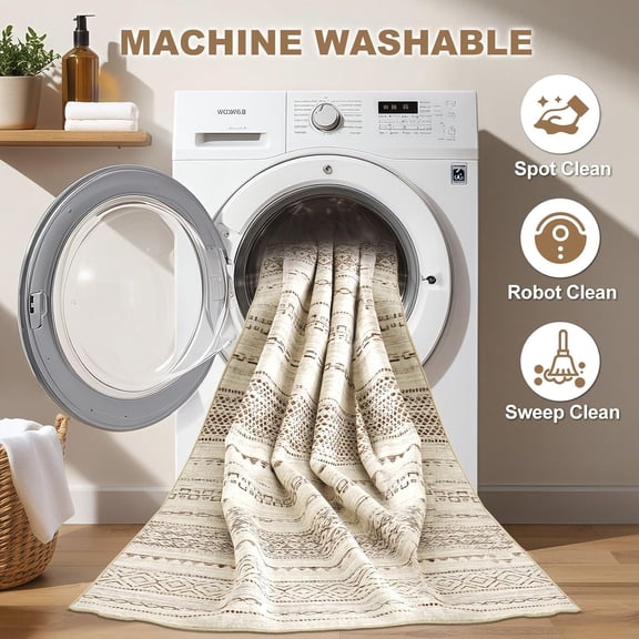 5' x 7' Machine Washable Boho Style Area Rug