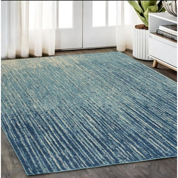 5â€™ x 7â€™ Navy and Light Blue Abstract Area Rug