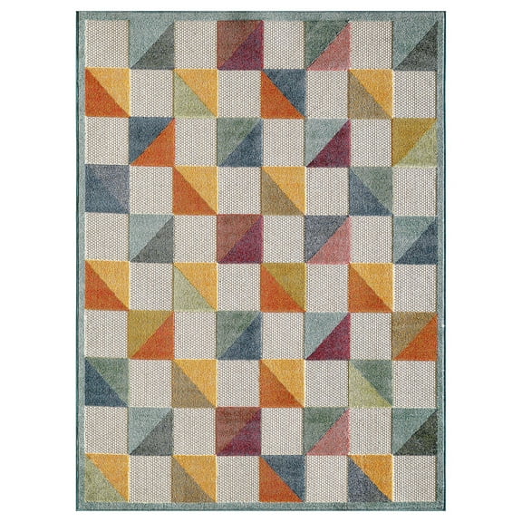 5â€™ x 7â€™ Orange Gray Triangle Indoor Outdoor Area Rug