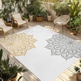thumbnail image 1 of 5' x 7' Outdoor Rug, Boho Gray Beige Floral Outdoor Washable Rug Large Floor Carpet, Retro Abstract Art Flowers Non Shedding Area Rug for Outside Patio RV Porch Deck Balcony Camping Living Room, 1 of 9