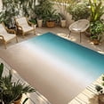thumbnail image 1 of 5' x 7' Outdoor Rug, Teal Beige Ombre Cream Outdoor Washable Rug Large Floor Carpet, Modern Turquoise Abstract Art Aesthetics Non Shedding Area Rug for Outside Patio RV Porch Deck Balcony Camping, 1 of 9