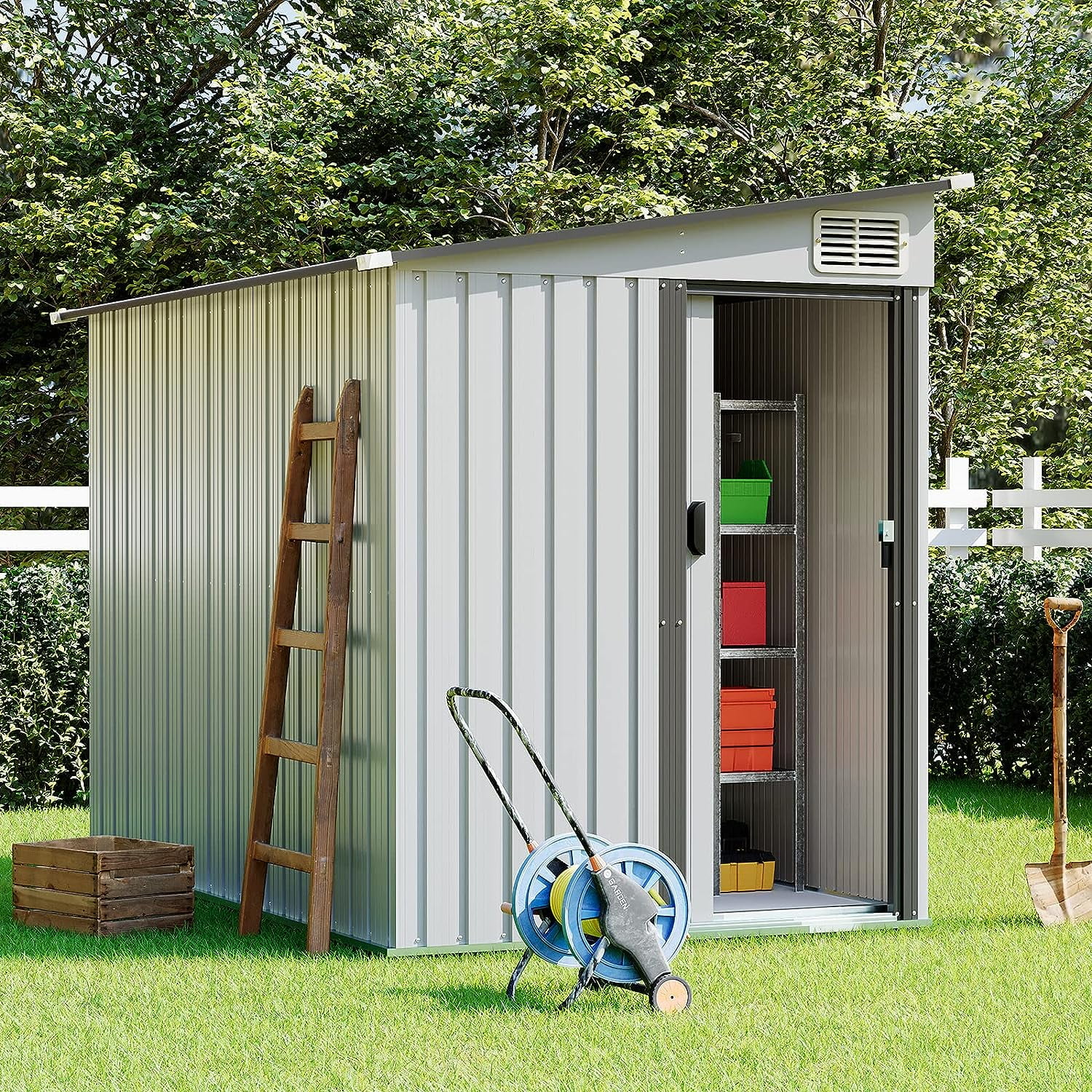 5' x 7' Outdoor Storage Shed, Metal Sheds & Outdoor Storage with ...