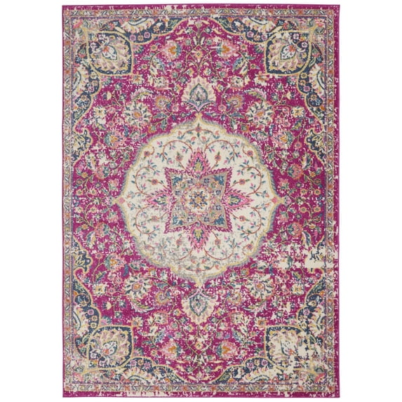 5’ x 7’ Pink and Ivory Medallion Area Rug
