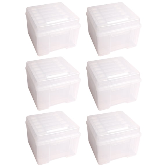 5 x 7 Plastic Photo Storage Keeper Box by Simply Tidy - Organize Up to 600 Photos - Bulk 6 Pack