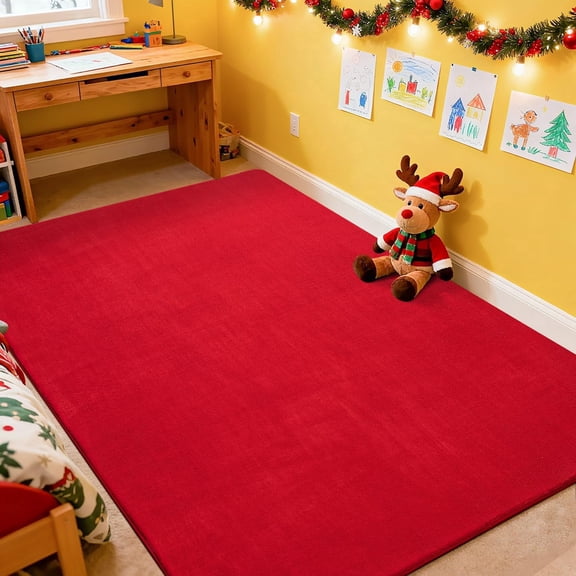 5' x 7' Red Memory Foam Area Rug