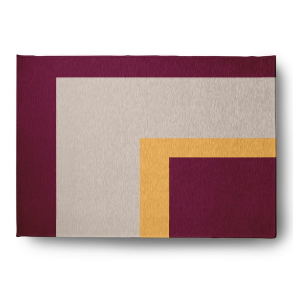 5' x 7' Simply Daisy Bold Blocks Modern & Contemporary Chenille Area Rug, Maroon Red