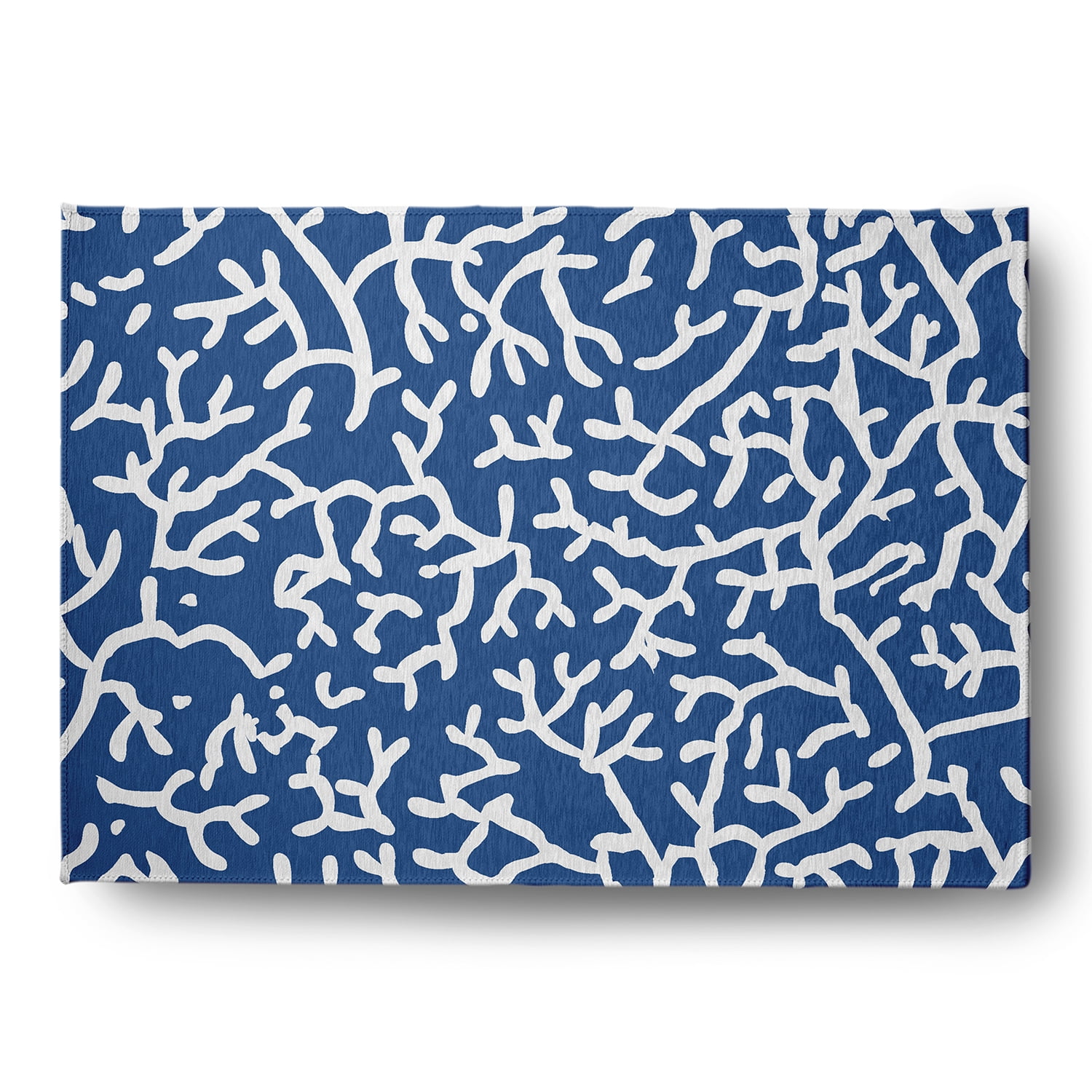 5' x 7' Simply Daisy Seaweed Beach Style Chenille Area Rug, Nautical Navy