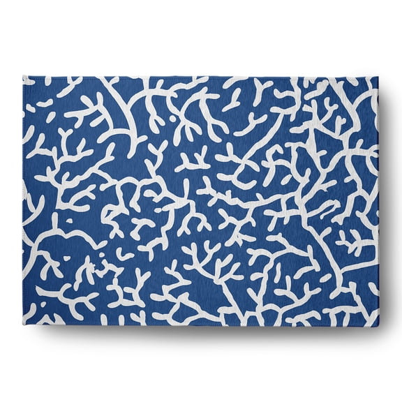 5' x 7' Simply Daisy Seaweed Beach Style Chenille Area Rug, Nautical Navy