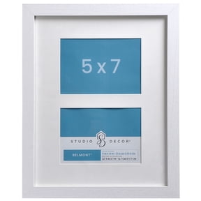 Studio Decor 5" x 7" White 2-Opening Belmont Picture Frame - Includes Pre-attached Hanging Hardware, Horizontal or Vertical Display - 1 Pack