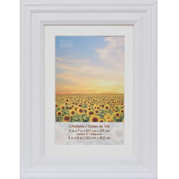 Studio Decor 5" x 7" White Lifestyles Picture Frames with Mat - Includes Pre-attached Hanging Hardware, Horizontal or Vertical Display - 5 Pack