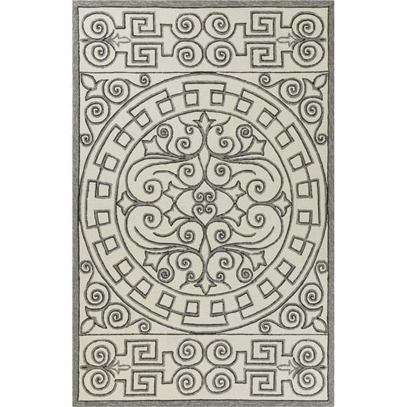 5 x 7 ft. 6 in. UV-Treated Polypropylene Ivory & Grey Area Rug