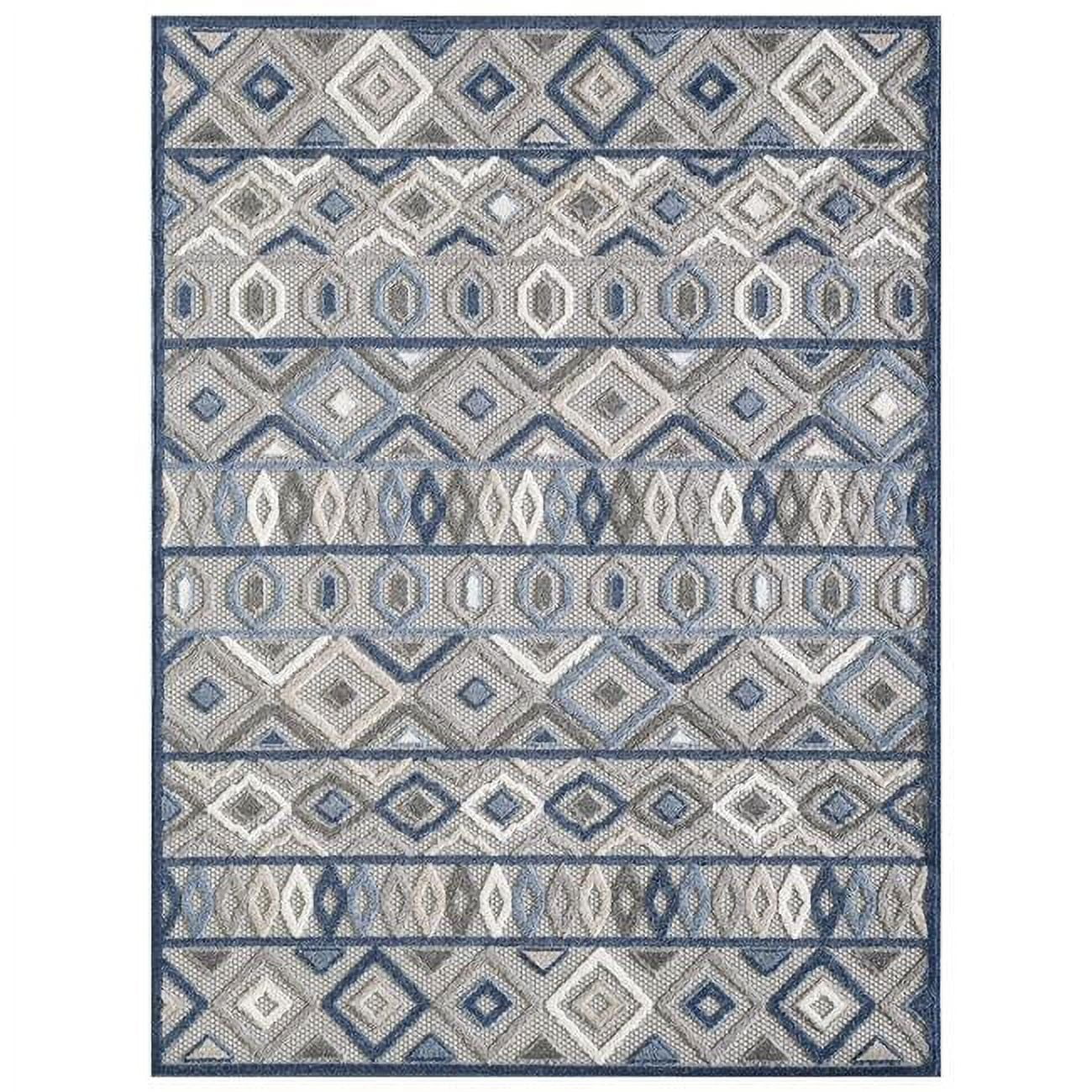 5 x 7 ft. Aztec Pattern Indoor or Outdoor Area Rug - Grey & Blue ...