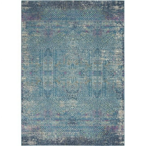 5 x 7 ft. Blue Distressed Medallion Area Rug