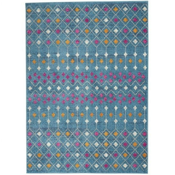 5 x 7 ft. Blue Jewels Geometric Area Rug - Blue - 5' x 7'