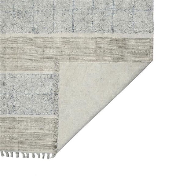 5 x 7 ft. Blue Oriental Flatweave Handmade Distressed Rectangle Area Rug with Fringe