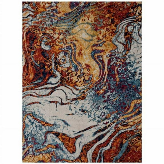 5 x 7 ft. Brown & Blue Collision Area Rug