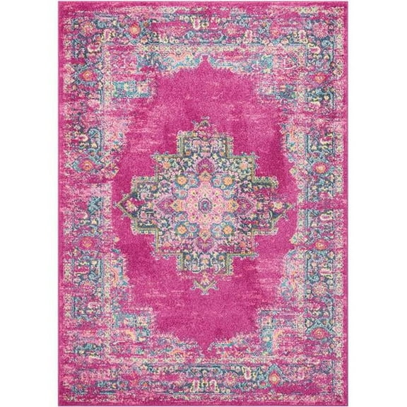5 x 7 ft. Fuchsia & Blue Distressed Area Rug