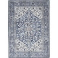 thumbnail image 1 of 5 x 7 ft. Gray, Ivory & Blue Floral Power Loom Distressed Washable Area Rug, 1 of 1