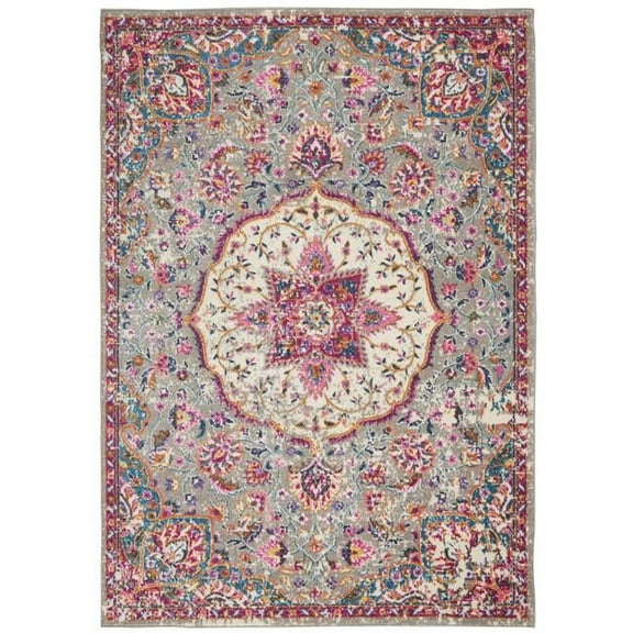 5 x 7 ft. Gray & Pink Medallion Area Rug - Gray Pink - 5' x 7'