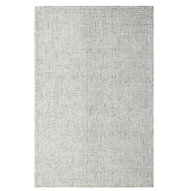 Gray and Ivory Wool Checkered 5' x 7' Hand Tufted Area Rug