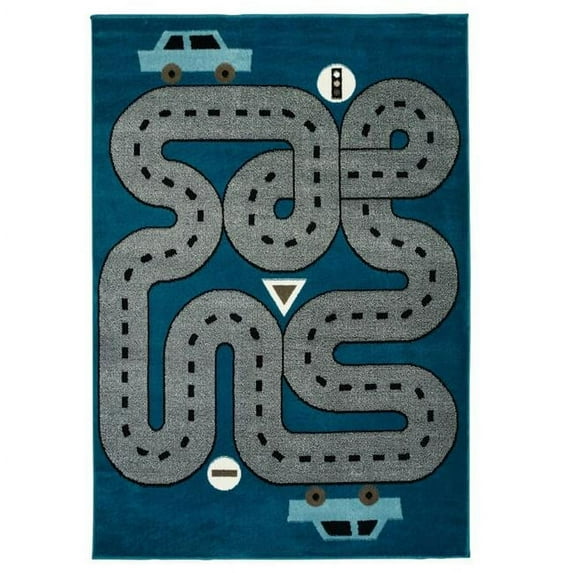5 x 7 ft. Imaginative Racetrack Rectangle Area Rug, Navy