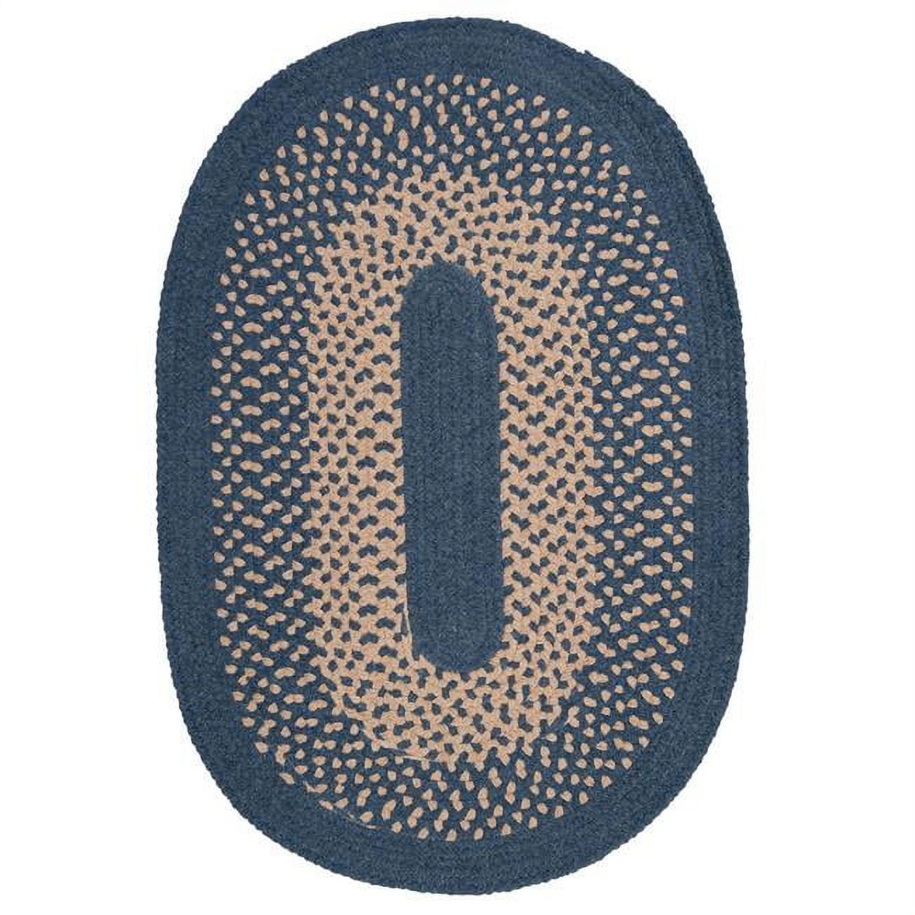 Handmade Federal Blue Braided Wool Blend 5' x 7' Oval Rug