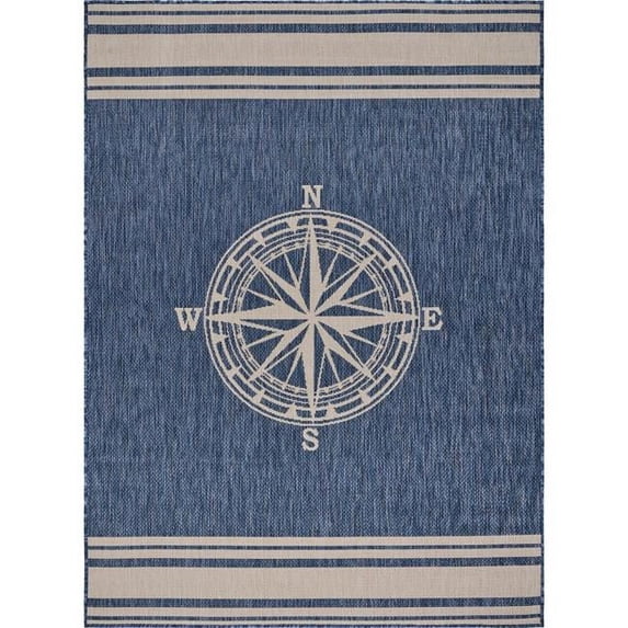 5 x 7 ft. Navy Nautical Indoor & Outdoor Area Rug - Navy - 5' x 7'