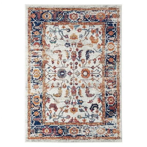 5 x 7 ft. Orange Floral Power Loom Rectangle Area Rug