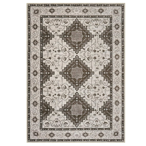 5 x 7 ft Polyester Pearl Velvet Brown Rectangular Hallway Bathroom ...