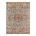 thumbnail image 1 of 5 x 7 ft. Sea Green Medallion Power Loom Rectangle Area Rug with Fringe, 1 of 1
