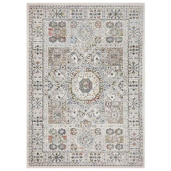 5 x 7 ft. Suzani Medallion Rectangle Area Rug - Ivory